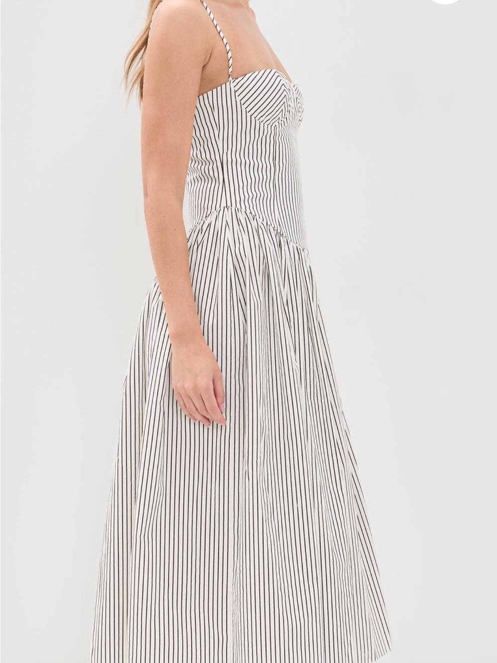o.p.t Ava Dresss Striped White and Black Spaghetti Strap Maxi Dress - Picture 4 of 5